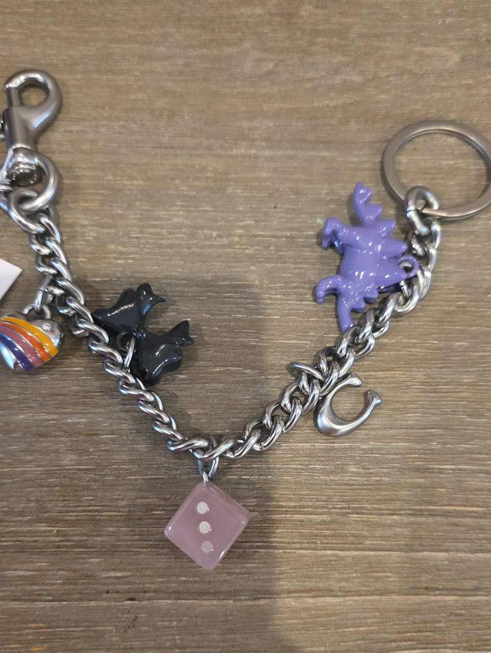 Coach Silver Toned SHORT CHAIN KEYRING NWT